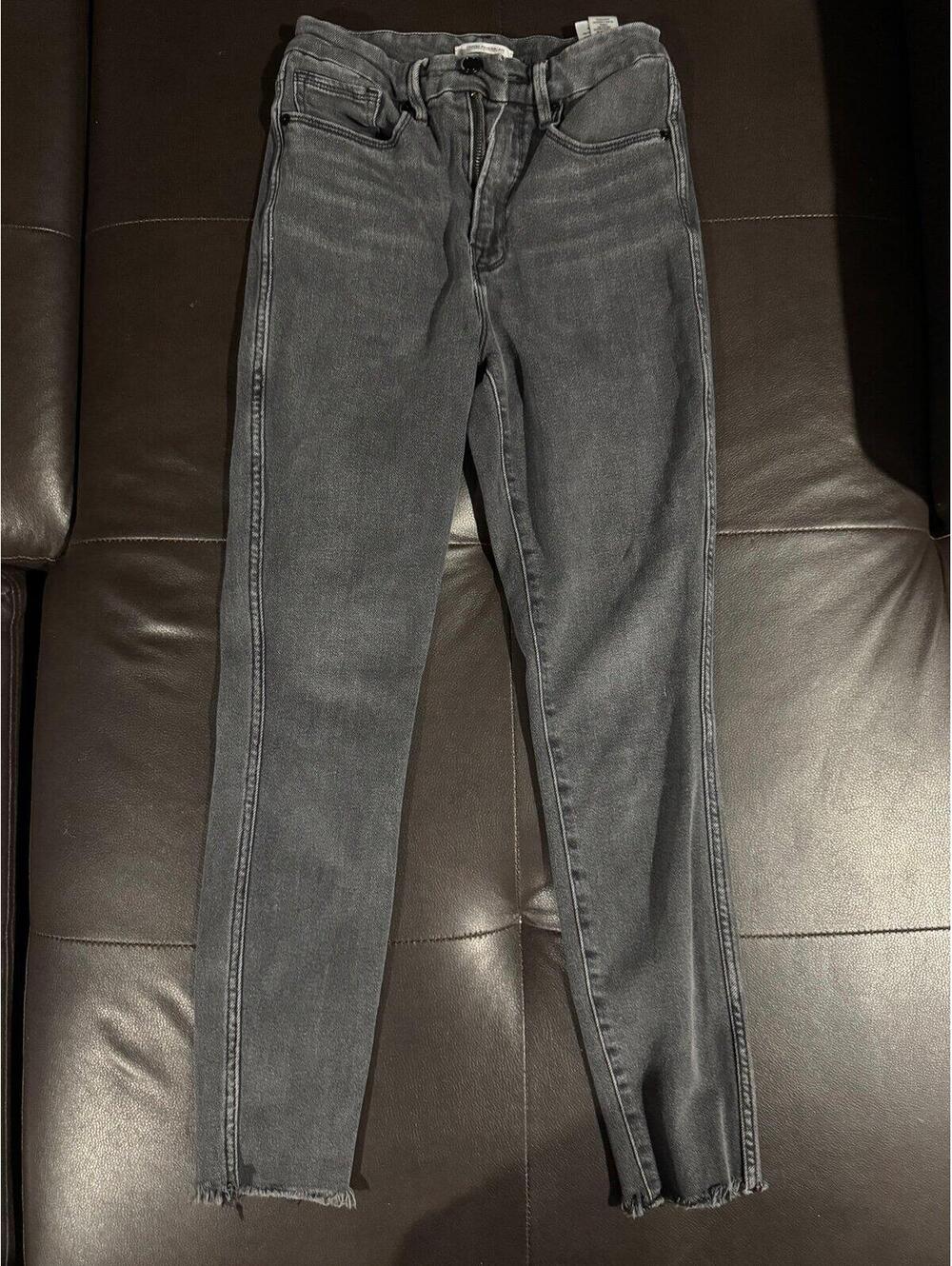 Good American Good Curve Faded Black High Rise Skinny Raw Edge Jeans 4 / 27"